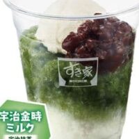 すき家のかき氷3種「パチパチクリームソーダ ソーダシロップ付き」「宇治金時ミルク 宇治抹茶シロップ付き」「いちごミルク いちごシロップ付き」単品注文もテイクアウトもOK