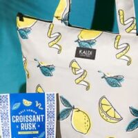カルディ「オリジナル レモンバッグ」レモン柄トートバッグにレモンサングリア・クロワッサンラスク 塩レモン・レモン柄ボウルがセット！数量限定