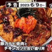 【本日発売】かつや「豚カルビ焼肉とチキンカツの合い盛り」ボリューム満点なチキンカツ＆甘辛タレで焼き上げた厚切り豚カルビ