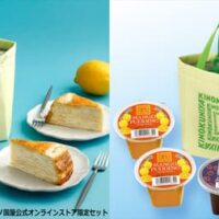 紀ノ国屋「レモンスイーツセット（ミニ保冷バッグ付き）」人気の「メレンゲレモンパイ」と「ミルクレープ（レモン）」がセットに マンゴープリンと水羊羹のセットも登場