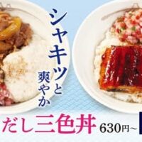 【本日発売】松屋「梅だし三色丼」「松屋の梅だしうな丼」たたき梅＆梅チップ！大根・きゅうり・あわせただし 風味と食感が持ち味