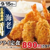 かつや「秋の海鮮フライ定食」60万食限定 サクサクの牡蠣フライ・海老フライ・イカフライ盛り合わせ！「広島県産 牡蠣フライ単品（2個）」も