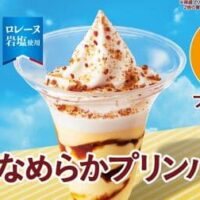 ミニストップ「夏のなめらかプリンパフェ」塩キャラメルソースとローストシュガーにロレーヌ岩塩使用！「得盛プリンパフェ」も